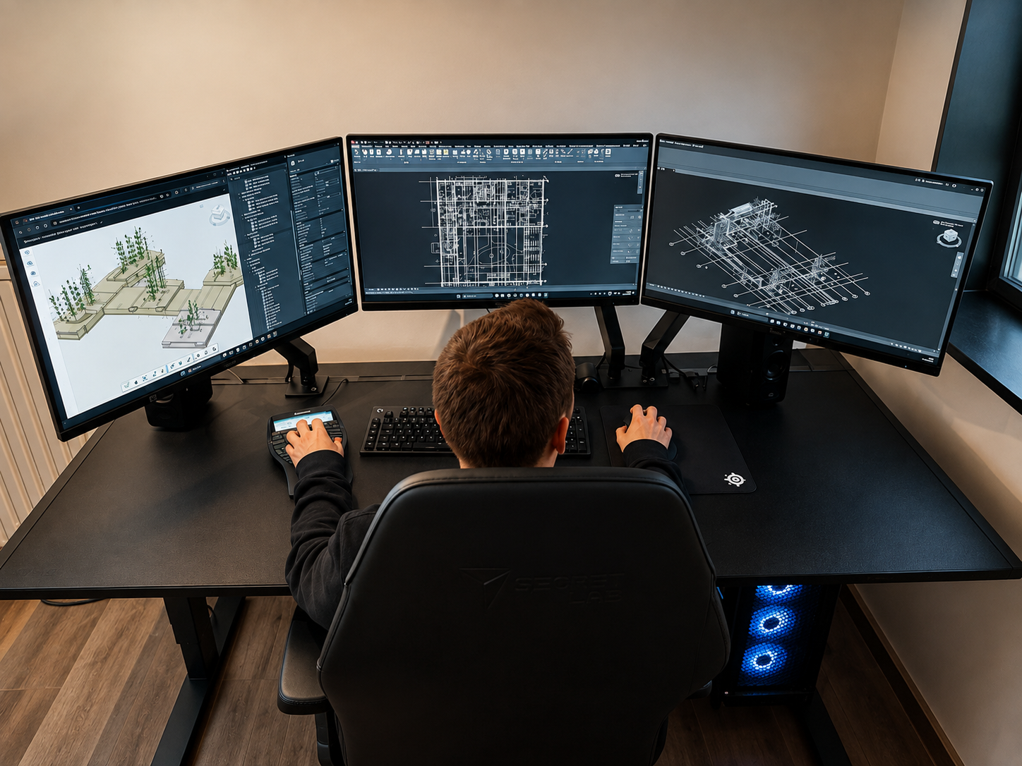 Bovenaanzicht BIM model en Lorenzo Dolfen